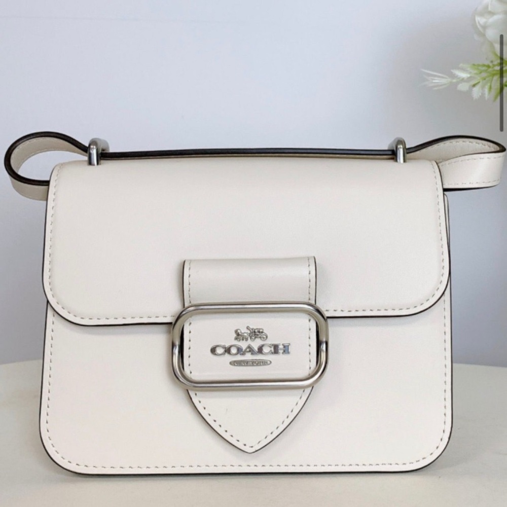 Coach ChalkLeather Shoulder Bag with Silver-Tone Buckle CL416